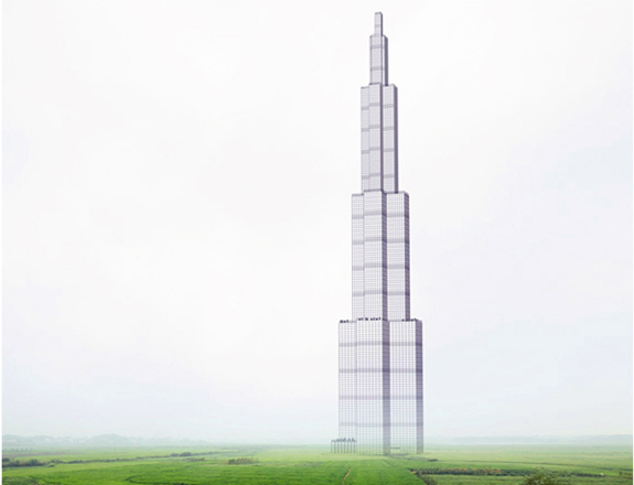A rendering of the Sky City modular high-rise by Broad Sustainable Building.