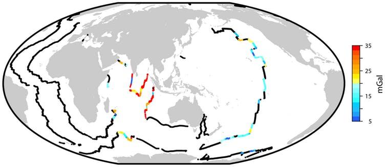 Dots mark areas on the seafloor