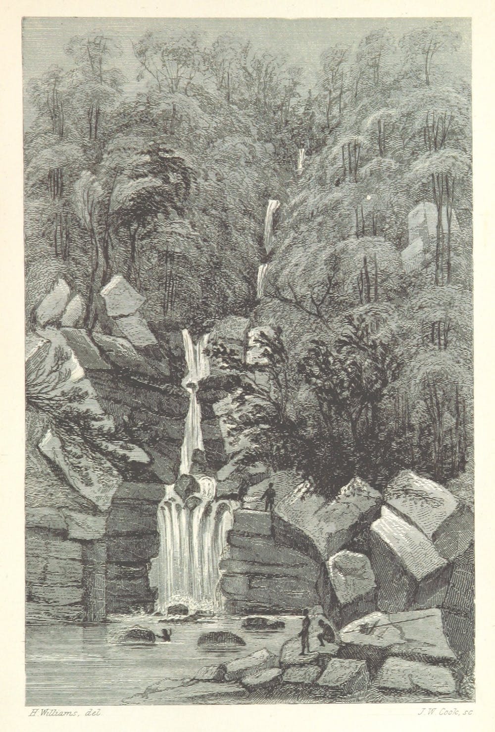 A waterfall in Sarawak. Hugh Low, 'Sarawak; its inhabitants and productions; being notes during a residence in that country with the Rajah Brooke.'