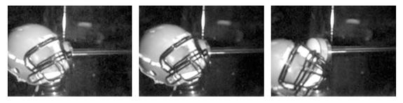 Crash testing a football helmet