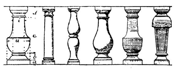 A drawing of typical balusters; possible inspiration for the Staunton Pawn