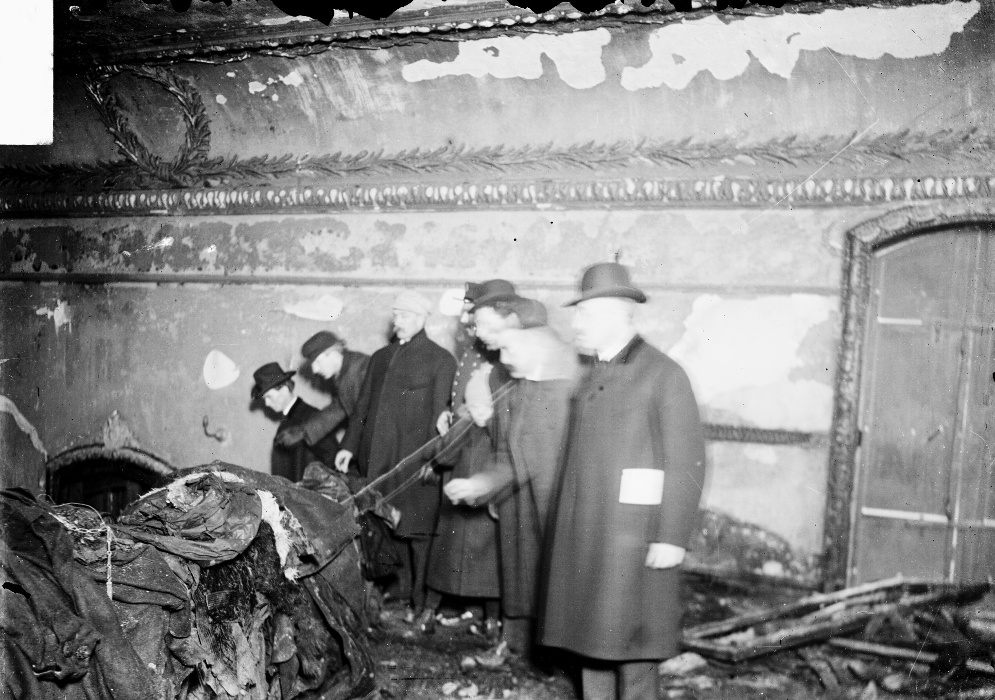 Group standing inside the Iroquois Theater